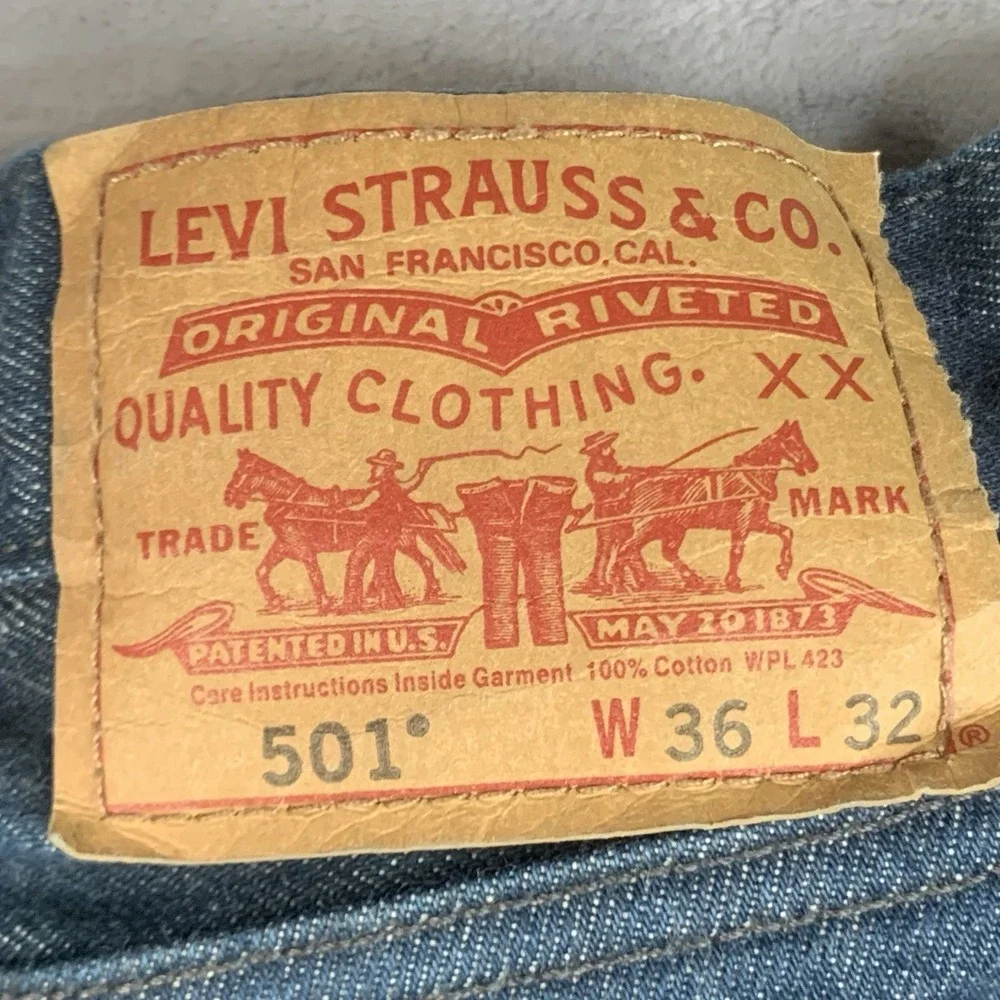 Levi's 501 Straight Fit Jeans W36 L32 Blue Hemmed‎ To Fit 27